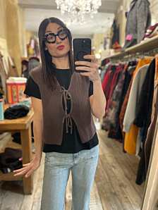 GILET FIOCCHI DONNA MARRONE PEPEROSA