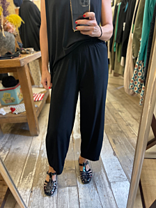 PANTALONE BOMBOLINO DONNA NERO TROPPO BELLE 