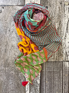 SCIARPA PATCHWORK DONNA ARANCIO PALME