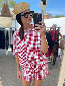 CAMICIA VICHY DONNA BIANCO ROSSO BIGHET