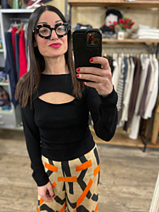 MAGLIA OBLO&#039; DONNA NERO KONTATTO