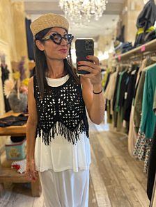 TOP CROCHET DONNA NERO PEPEROSA