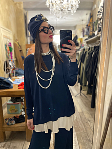MAGLIA ELENOIRE DONNA BLU PEPEROSA