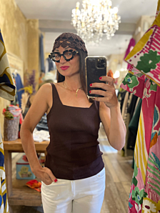 CANOTTA MERIGGIO DONNA MARRONE LE SARTE DEL SOLE