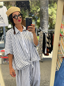 CAMICIA GINA DONNA BIANCO BLU DEJA VU
