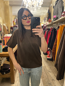 T-SHIRT HOLA DONNA MARRONE PEPEROSA