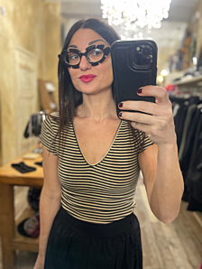 T-SHIRT JEAN DONNA BIANCO NERO LE SARTE DEL SOLE