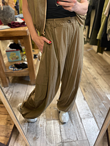 PANTALONE CRINKLE DONNA VERDE PEPEROSA
