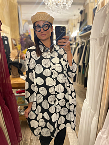 CAMICIONE BOLLE DONNA BIANCO NERO LUUKAA
