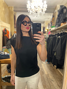 T-SHIRT DEBORAH DONNA NERO LE SARTE DEL SOLE