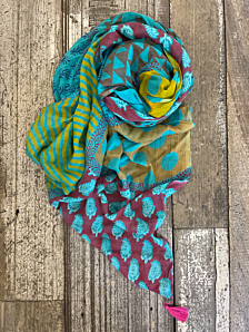 SCIARPA PATCHWORK DONNA VERDE PALME