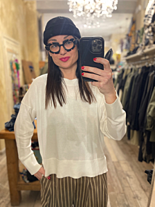 MAGLIA DAVE DONNA BIANCO PEPEROSA