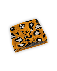 TURBANTE FAZZOLETTO BIMBA ANIMALIER GIALLO HANDMADE