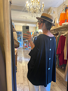 MAXI MAGLIA BOTTONI DIETRO DONNA NERO BIGHET DA CANEL
