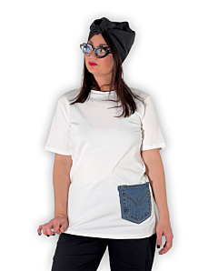 T-SHIRT TASCA DENIM DONNA LATTE DEJA VU