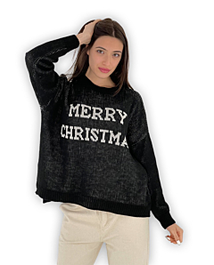 MAGLIONCINO GIROCOLLO MERRY CHRISTMAS DONNA NERO LE STREGHE 