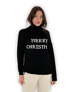 MAGLIONCINO COLLO ALTO MERRY CHRISTMAS DONNA NERO LE STREGHE 