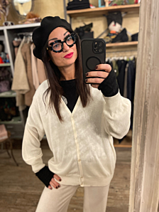 CARDIGAN CASHMERE DONNA LATTE ALAMEDA