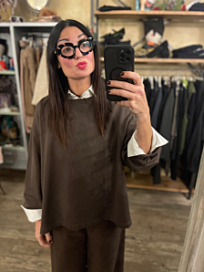 MAGLIA SPILLO DONNA MARRONE MODULA