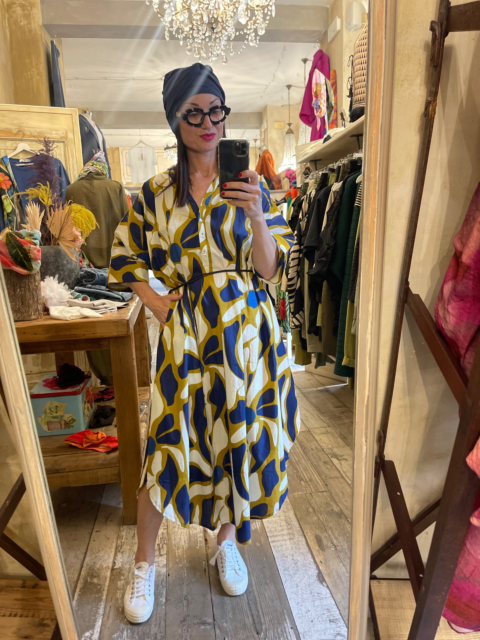 ABITO JUNGLE DONNA BLU PALME