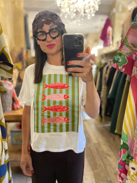 T-SHIRT SARDINE DONNA BIANCO PEPEROSA